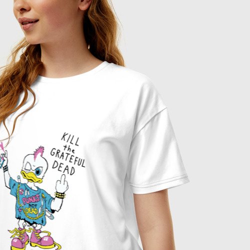 Женская футболка хлопок Oversize Kill The Grateful Dead как у Курта Кобейна, цвет белый - фото 3