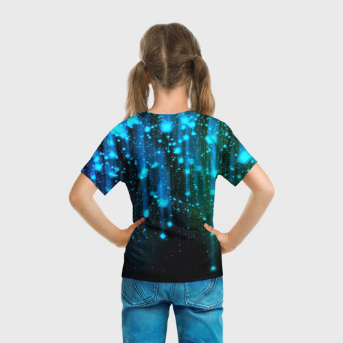 Детская футболка 3D с принтом Space - starfall, вид сзади #2