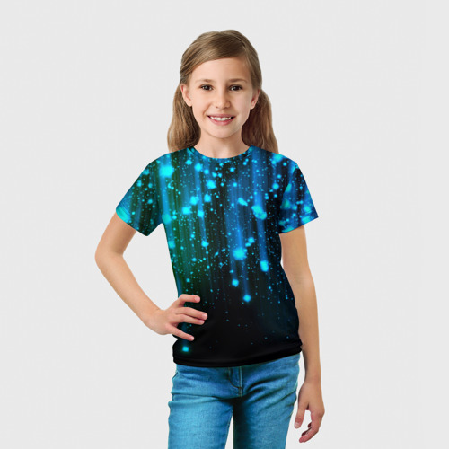 Детская футболка 3D с принтом Space - starfall, вид сбоку #3