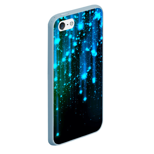 Чехол для iPhone 5/5S матовый Space - starfall, цвет голубой - фото 3