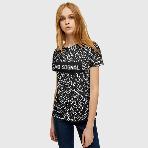 Женская футболка 3D с принтом Глитч - нет сигнала, фото на моделе #1