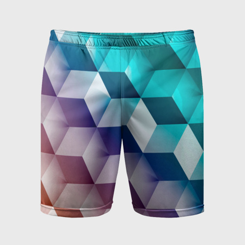 Мужские шорты спортивные Объёмные разноцветные градиентные кубы, цвет 3D печать