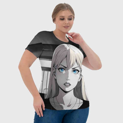 Женская футболка 3D Нейросеть - аниме блондинка, цвет 3D печать - фото 6