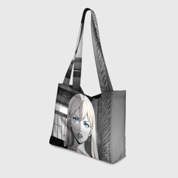 Пляжная сумка 3D Нейросеть - аниме блондинка - фото 2