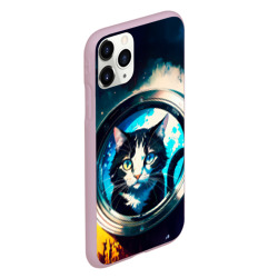 Чехол для iPhone 11 Pro матовый Нейросеть - кот в иллюминаторе - фото 2