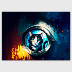 Поздравительная открытка Нейросеть - кот в иллюминаторе