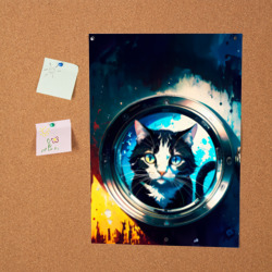 Постер Нейросеть - кот в иллюминаторе - фото 2
