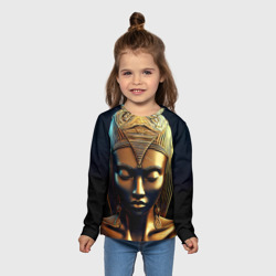 Детский лонгслив 3D Нейросеть - золотая статуя египетской царицы - фото 2