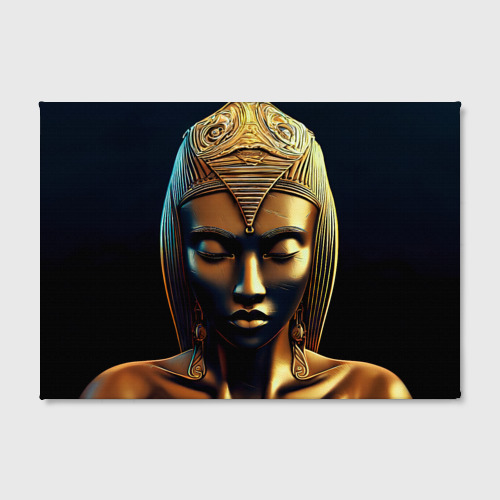 Холст прямоугольный Нейросеть - золотая статуя египетской царицы, цвет 3D печать - фото 2