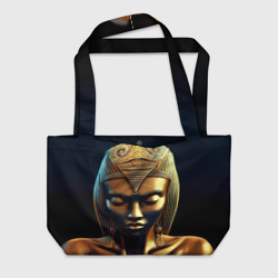 Пляжная сумка 3D Нейросеть - золотая статуя египетской царицы