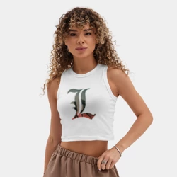 Женская укороченная майка-топ хлопок Тетрадь смерти Рюк и Лайт Ягами - фото 2