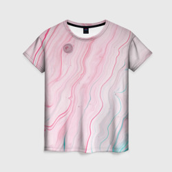 Розовые и голубые линии и краски – Женская футболка 3D с принтом купить со скидкой в -23%