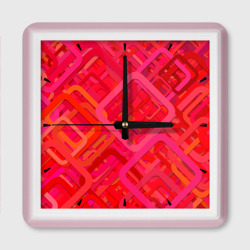 Красные абстрактные геометрические ромбы – Настенные часы квадратные с принтом купить