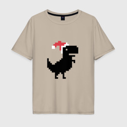 Мужская футболка хлопок Oversize Новогодний гугл динозаврик