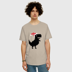 Мужская футболка хлопок Oversize Новогодний гугл динозаврик - фото 2