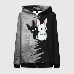 Женская толстовка 3D на молнии Теневой зайка