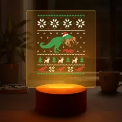 Светильник-ночник Новогодний тирекс кушает оленя - ugly sweater - фото 2