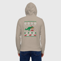 Мужская толстовка на молнии хлопок Новогодний тирекс - ugly sweater - фото 2