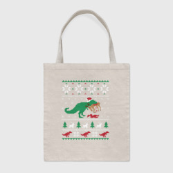 Шоппер BioNature Новогодний тирекс кушает оленя - ugly sweater