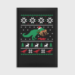 Ежедневник Новогодний тирекс кушает оленя - ugly sweater