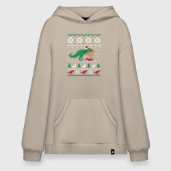 Худи SuperOversize хлопок Новогодний тирекс - ugly sweater