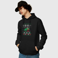 Мужская толстовка хлопок Новогодний тирекс - ugly sweater - фото 2