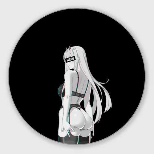 Круглый коврик для мышки Waifu Zero Two sexy nude