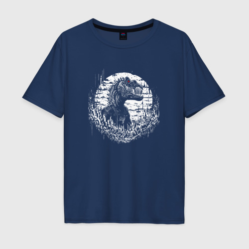 Мужская футболка оверсайз из хлопка с принтом Динозавр монстр, вид спереди №1