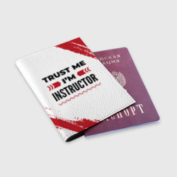 Обложка для паспорта матовая кожа Trust me I'm instructor white - фото 2