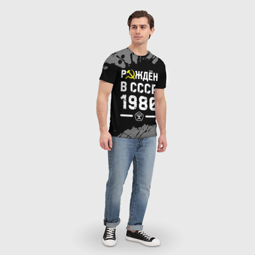 Мужская футболка 3D Рождён в СССР в 1980 году на темном фоне, цвет 3D печать - фото 5