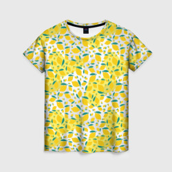 Желтые лимоны паттерн – Женская футболка 3D с принтом купить со скидкой в -23%