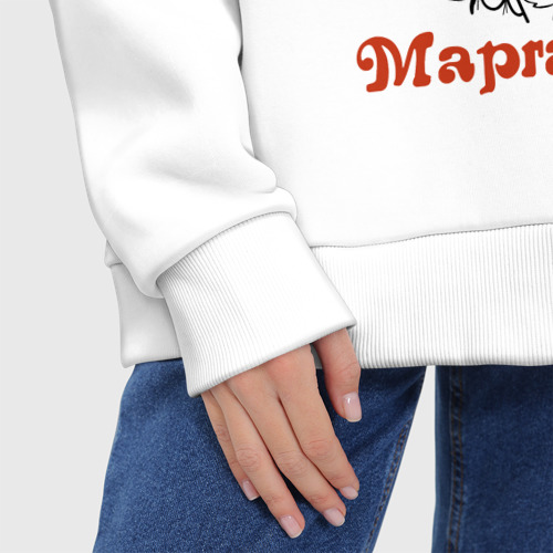 Женское худи Oversize хлопок Маргарита - девчонка в татухах, цвет белый - фото 8