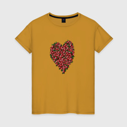 Ягодное сердце – Женская футболка хлопок с принтом купить со скидкой в -20%
