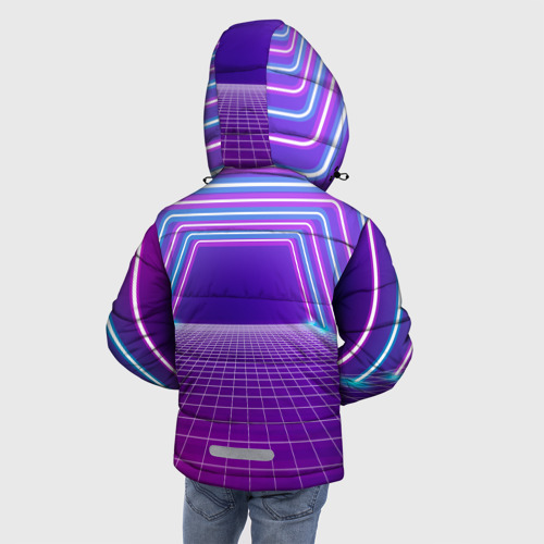 Зимняя куртка для мальчиков 3D с принтом Вход в неоновый портал, вид сзади #2