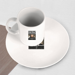Набор: тарелка кружка с принтом Drake Ovo Sound для любого человека, вид спереди №3. Цвет основы: белый