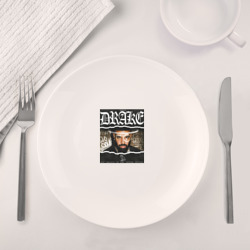 Набор: тарелка кружка с принтом Drake Ovo Sound для любого человека, вид спереди №4. Цвет основы: белый