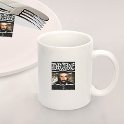 Набор: тарелка кружка с принтом Drake Ovo Sound для любого человека, вид спереди №2. Цвет основы: белый