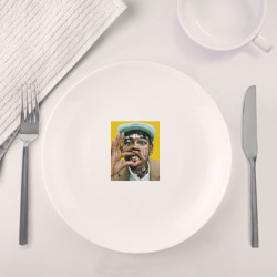 Набор: тарелка кружка с принтом Tyler, The Creator для любого человека, вид спереди №4. Цвет основы: белый