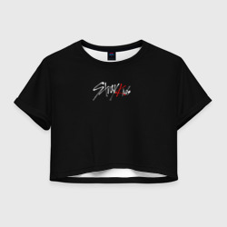 Женская футболка Crop-top 3D Stray Kids white logo