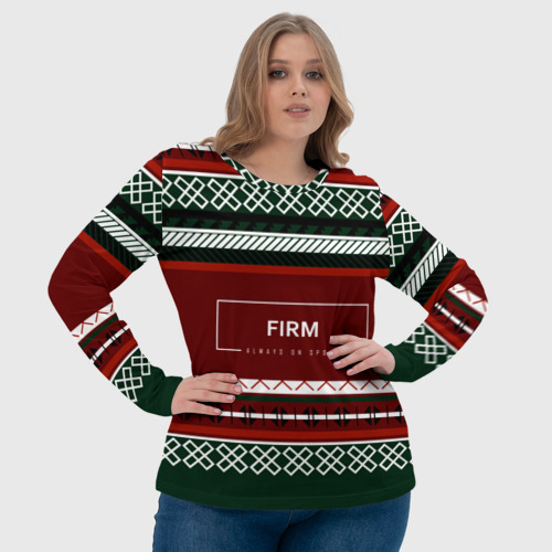 Женский лонгслив 3D Firm как красный свитер из 90х, цвет 3D печать - фото 6