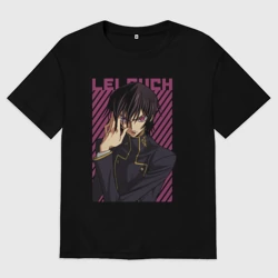 Женская футболка хлопок Oversize Лелуш Черный принц