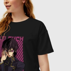 Женская футболка хлопок Oversize Лелуш Черный принц - фото 2