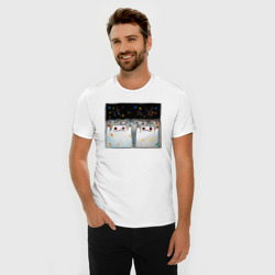 Мужская футболка хлопок Slim Мрачные коты празднуют - фото 2