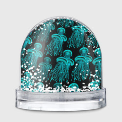 Игрушка Снежный шар Синие неоновые медузы 
