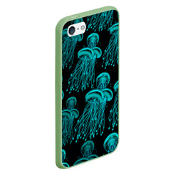 Чехол для iPhone 5/5S матовый Синие неоновые медузы  - фото 2