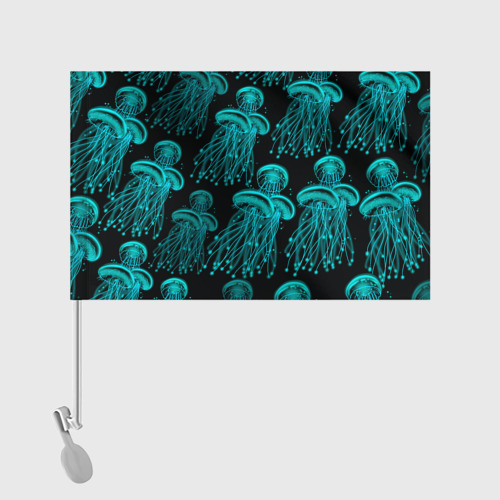 Флаг для автомобиля Синие неоновые медузы  - фото 2