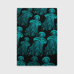 Обложка для автодокументов Синие неоновые медузы 