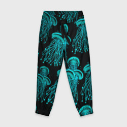 Детские брюки 3D Синие неоновые медузы 