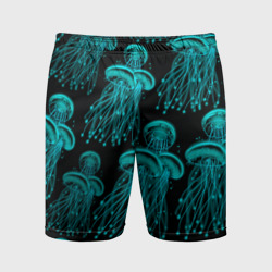 Мужские шорты спортивные Синие неоновые медузы 