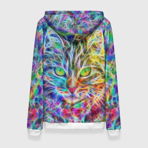 Женская толстовка 3D с принтом Абстрактный кот, вид сзади #1